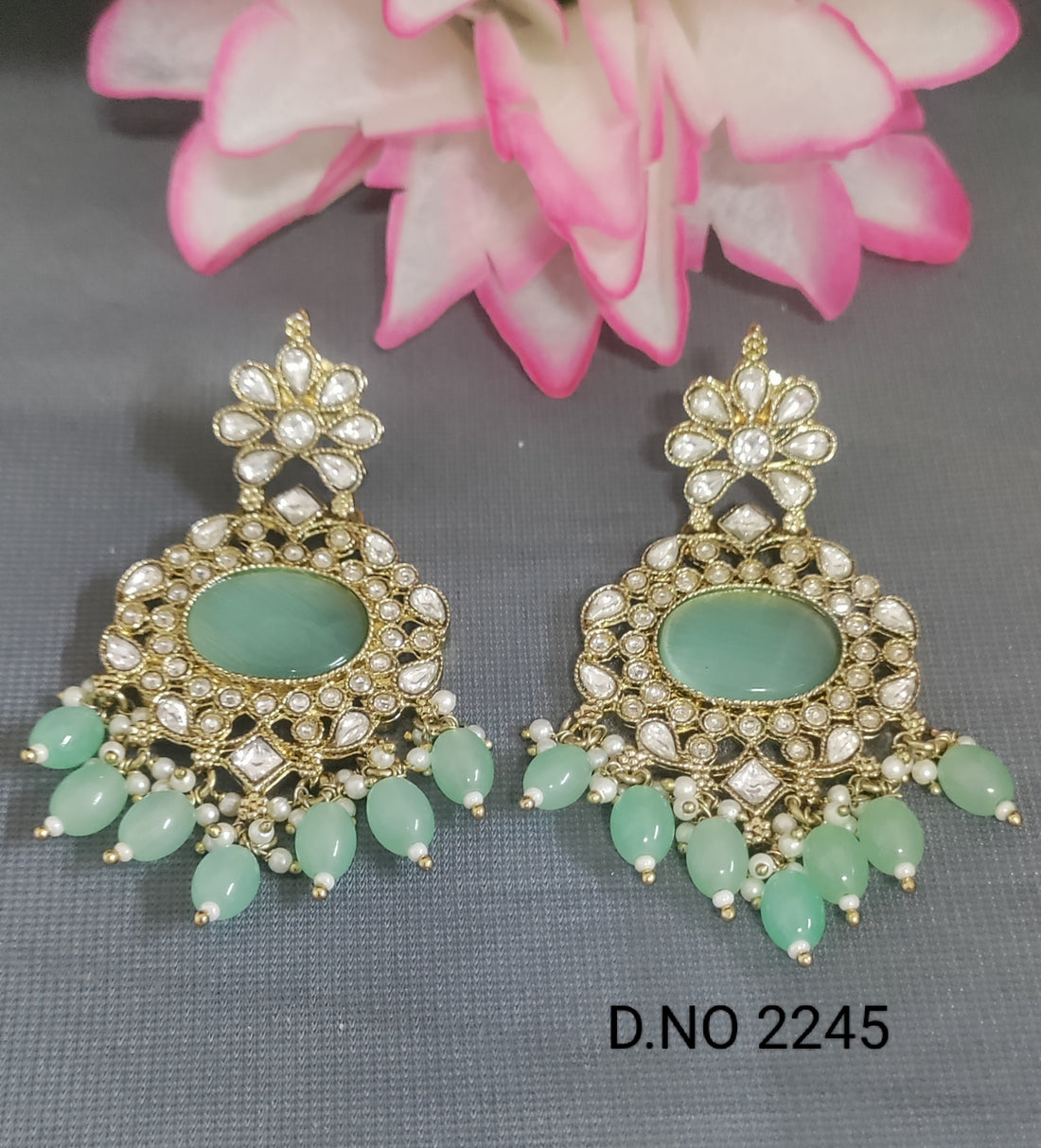 Monalisa Mehandi Kundan Earring Sku 2245 C/9