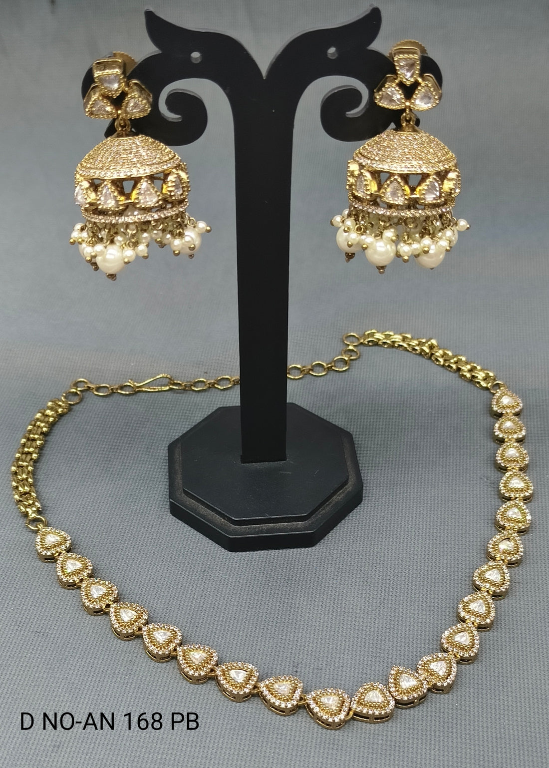 Mehandi Moissanite Kundan Necklace Set Sku AN 168 PB/ D-4