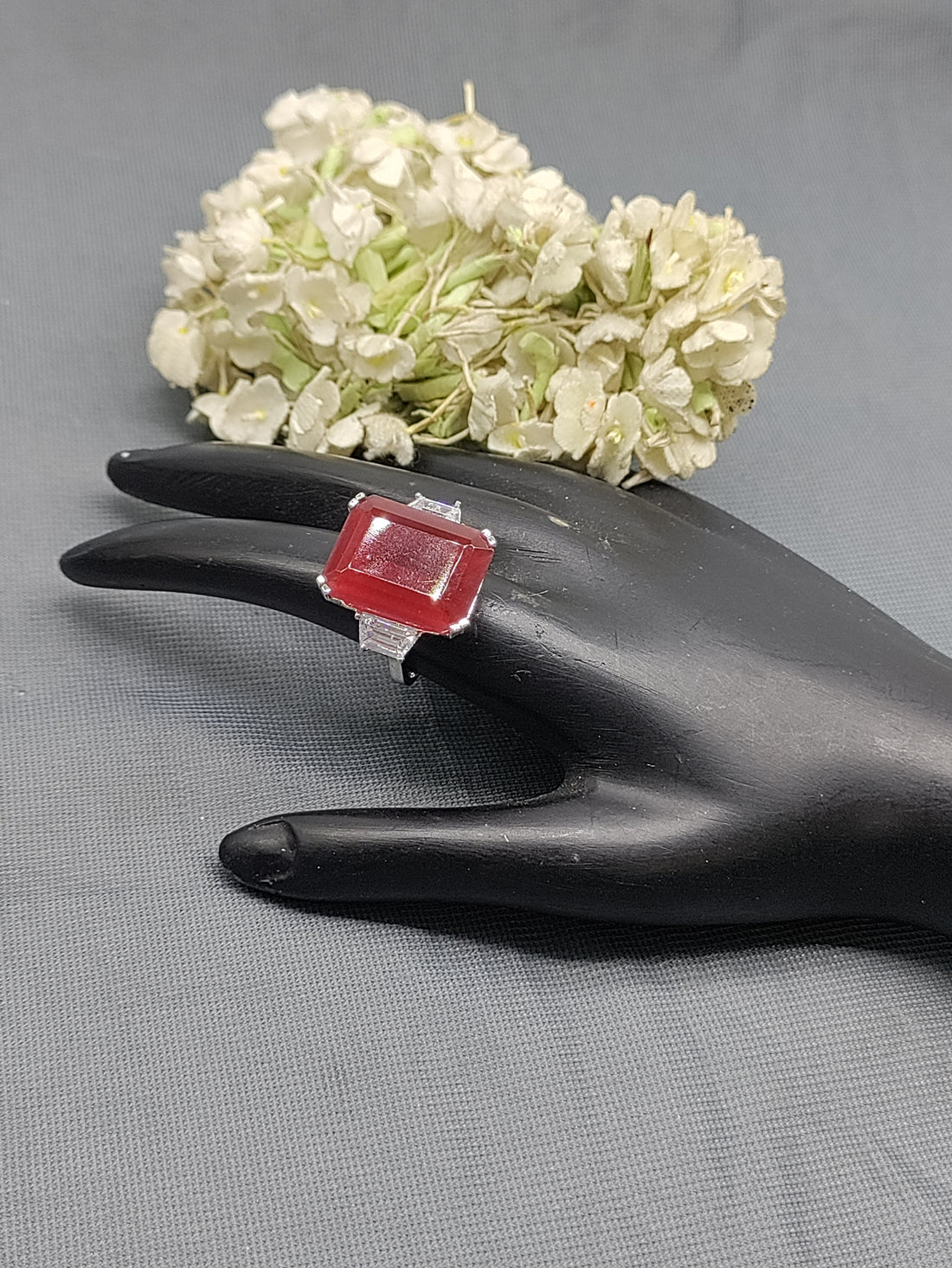 Rodium American Diamond Finger Ring Sku-5968 rchiecreation