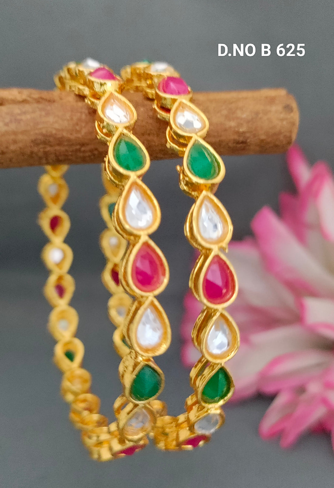 Golden Polki Bangles Sku-B.625