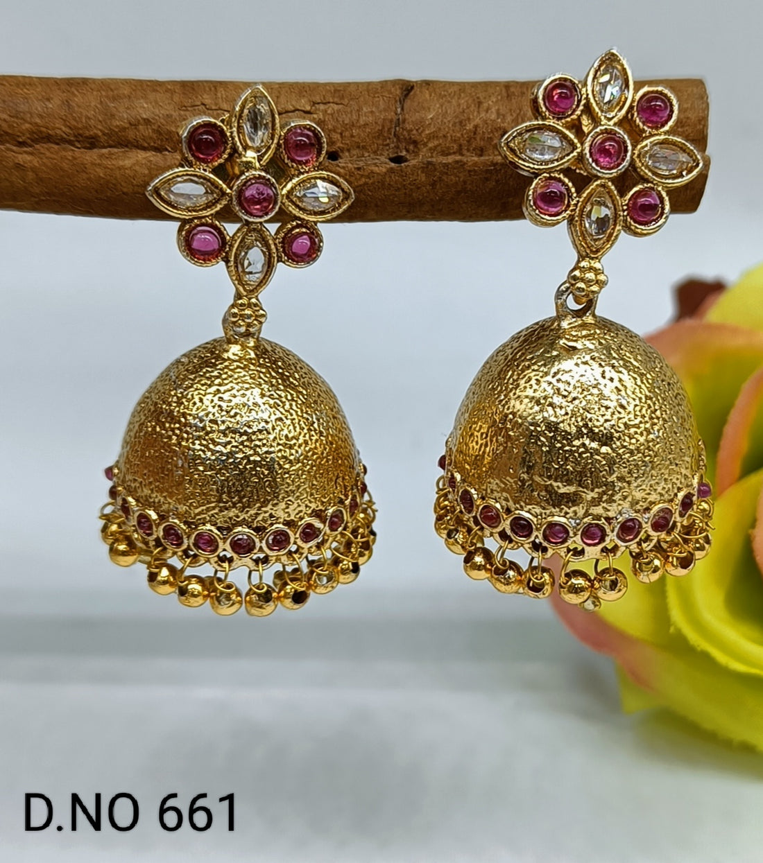 Antique Golden Jhumki Earring Sku 661 D3