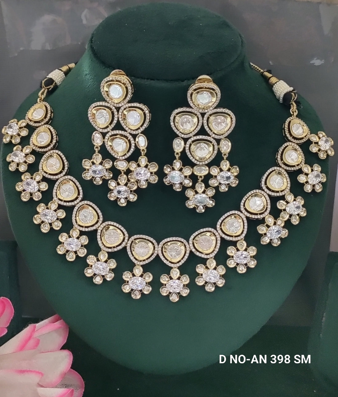 Elegant Moissanite Kundan Necklace SKU-AN 398 SM
