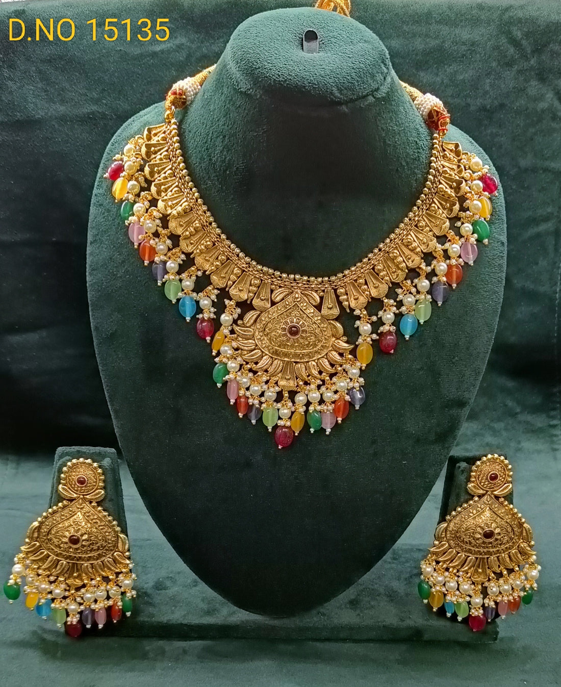 golden Punjabi necklace set by Rchie Wholesale