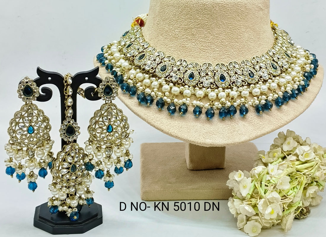 Polki Necklace Mehndi Set Sku-KN 5010 DN