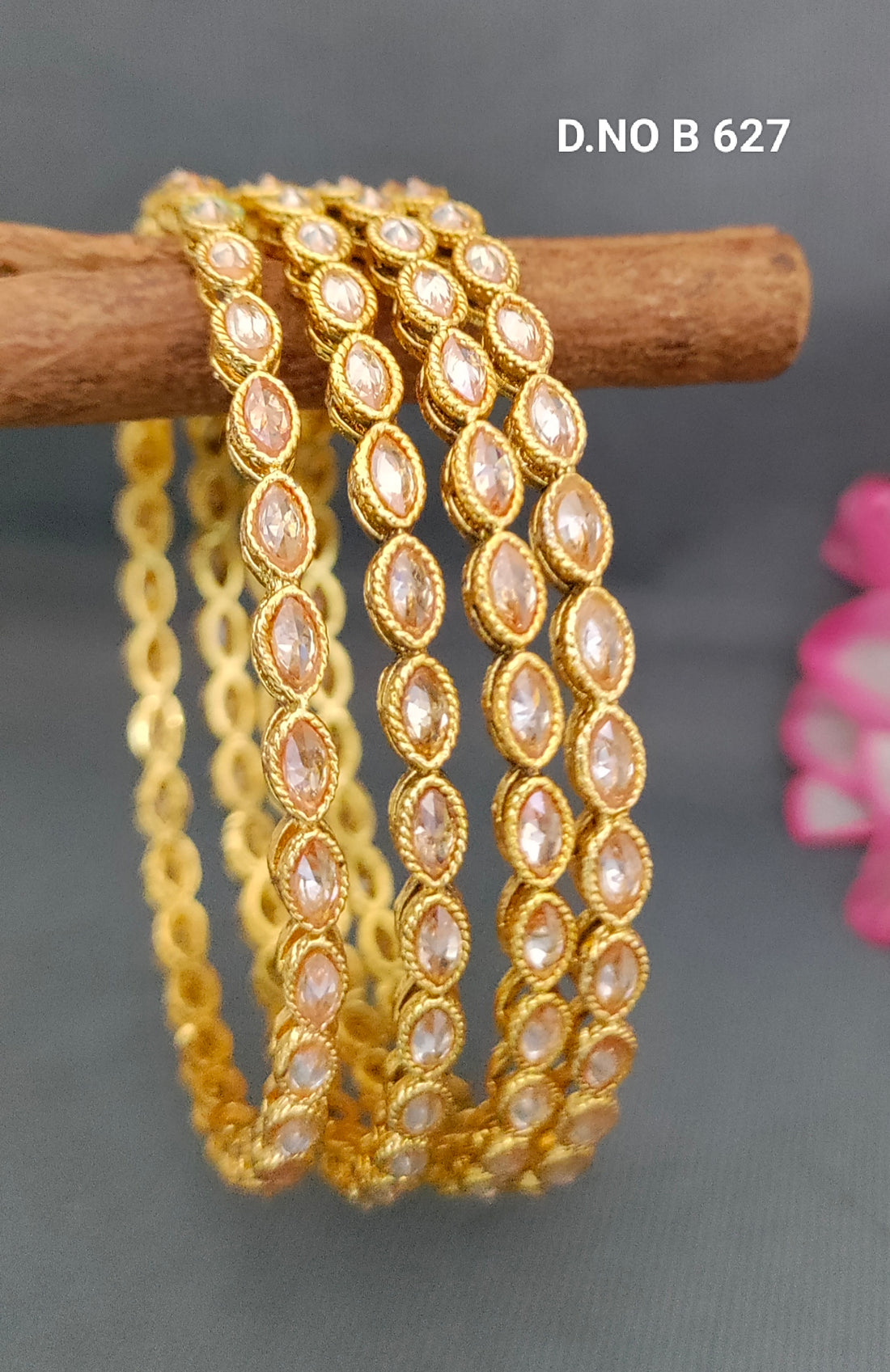 Golden Polki Bangles Sku-B.627