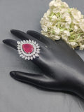 Rodium American Diamond Finger Ring Sku-5964 rchiecreation