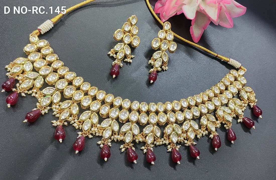 Golden Kundan Necklace Sale SKU-RC.145 D-4