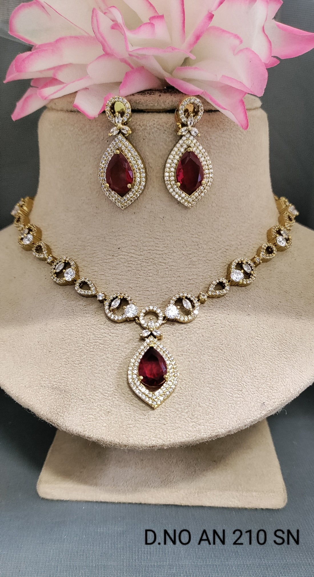 Cz Ad Mehandi Necklace Set Sku AN 210 SN/C-8