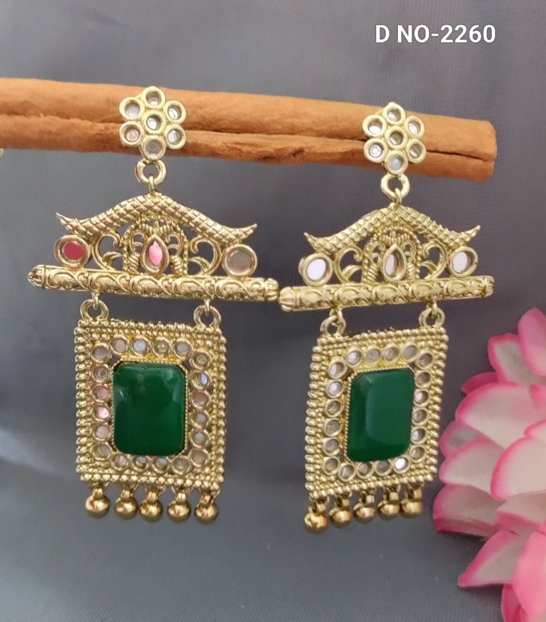 Mehandi Temple Earring SKU 2260 D-3 Sale