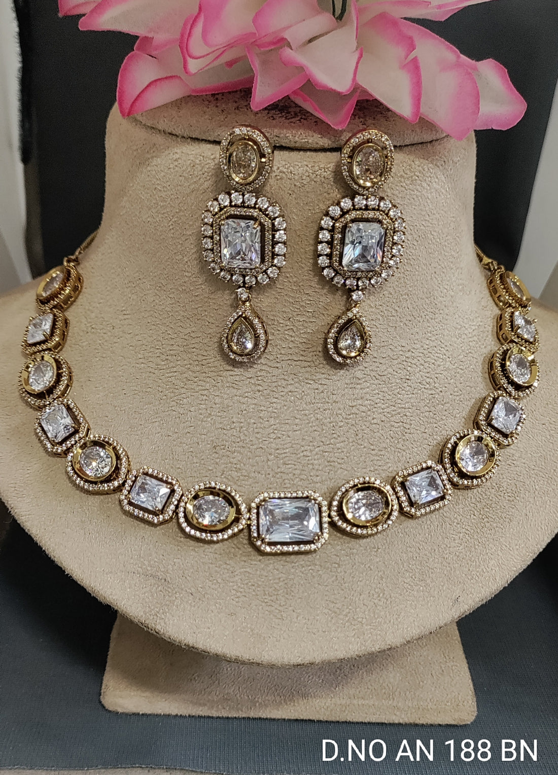 Cz ad Mehandi Necklace Set Sku AN 188 BN/C-8