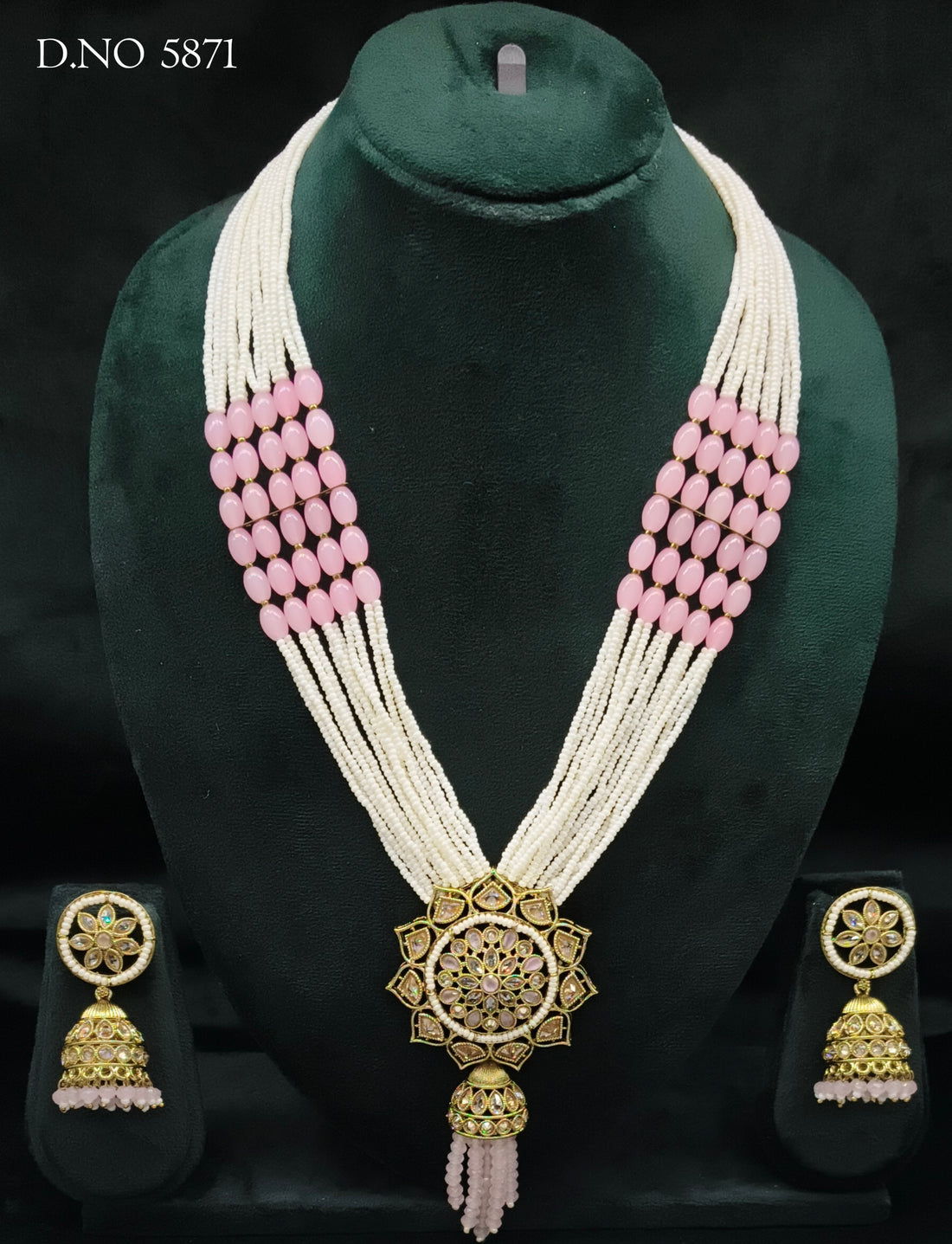 Polki Long Necklace Mehndi Set S2140  Sku-5871 B4