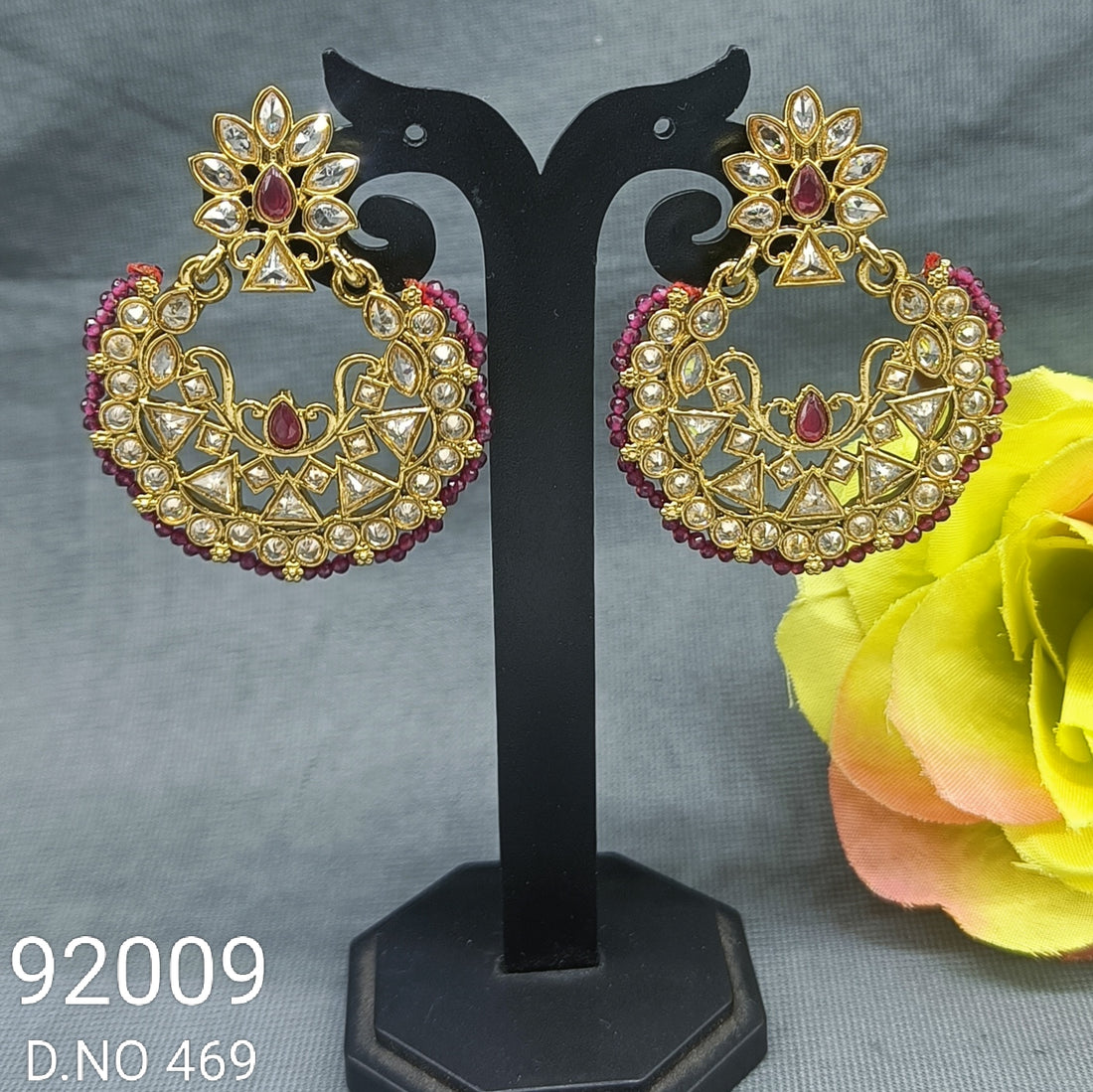 Polki Earring Mehndi Sku 469 A2