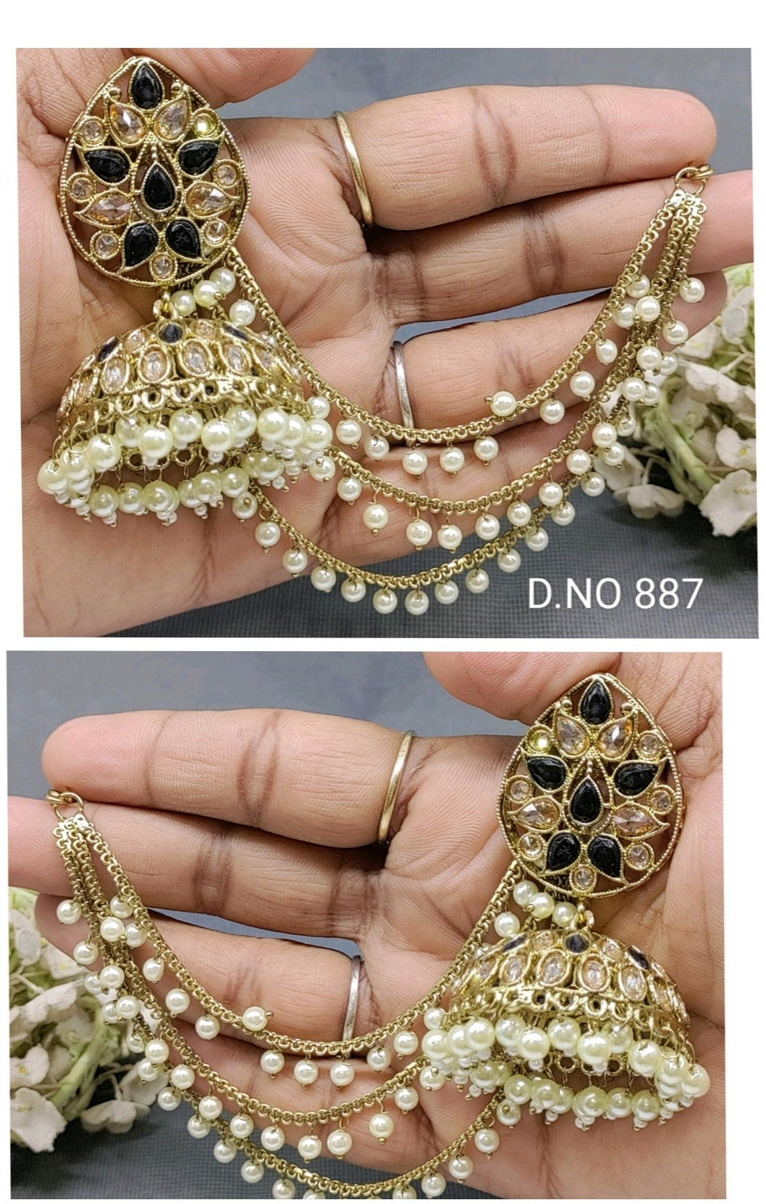 Polki Mehndi Bahubali Earring Sku-887 A4