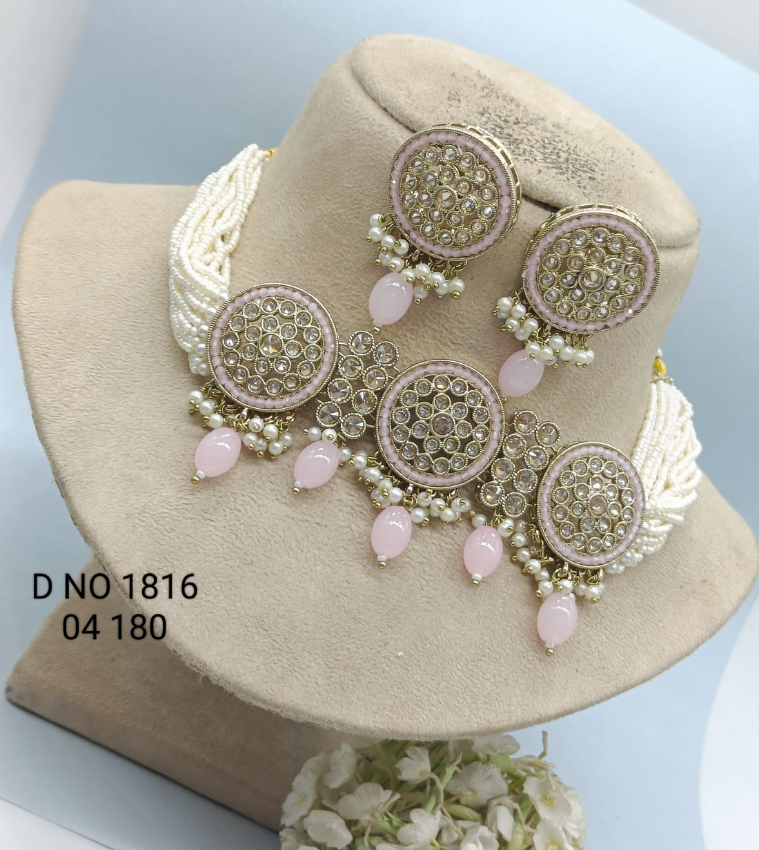Artificial Choker Necklace Mehndi Set Sku-1816 B4 rchiecreation