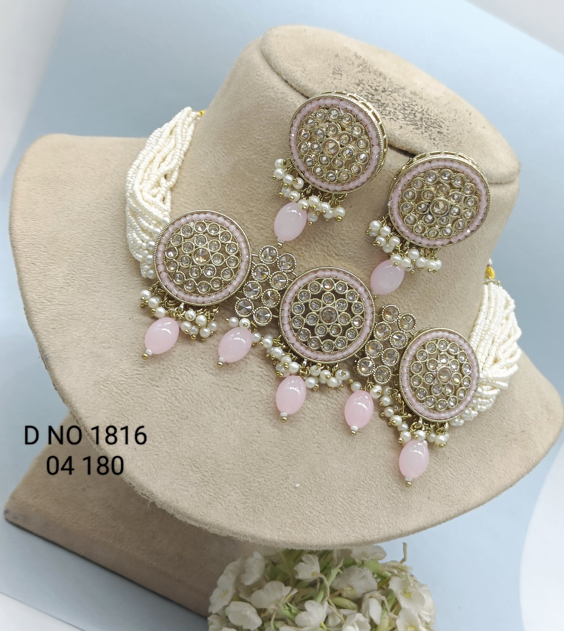 Artificial Choker Necklace Mehndi Set Sku-1816 B4 rchiecreation