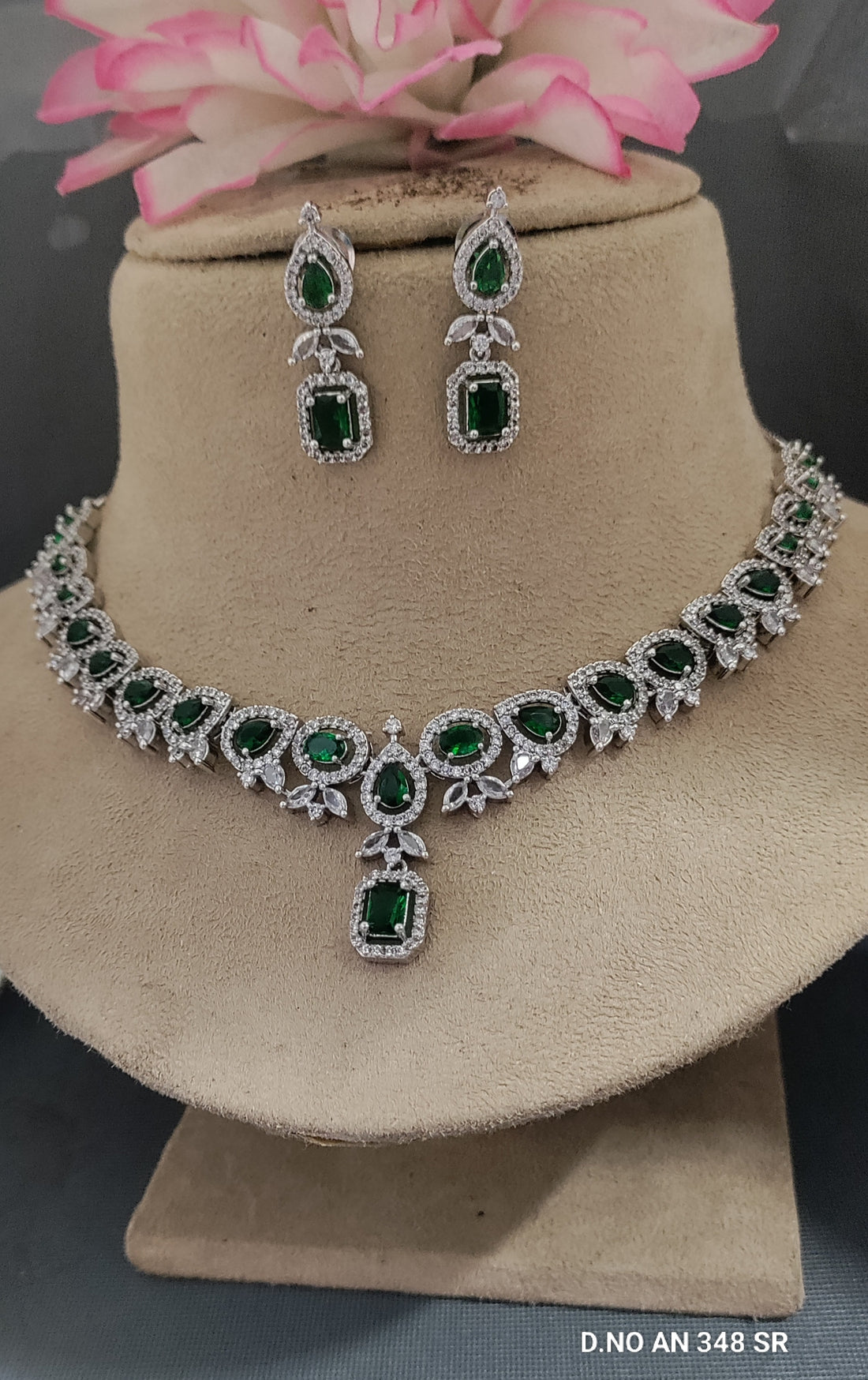 Cz Ad Rodium Necklace sku AN 348 SR/C-3