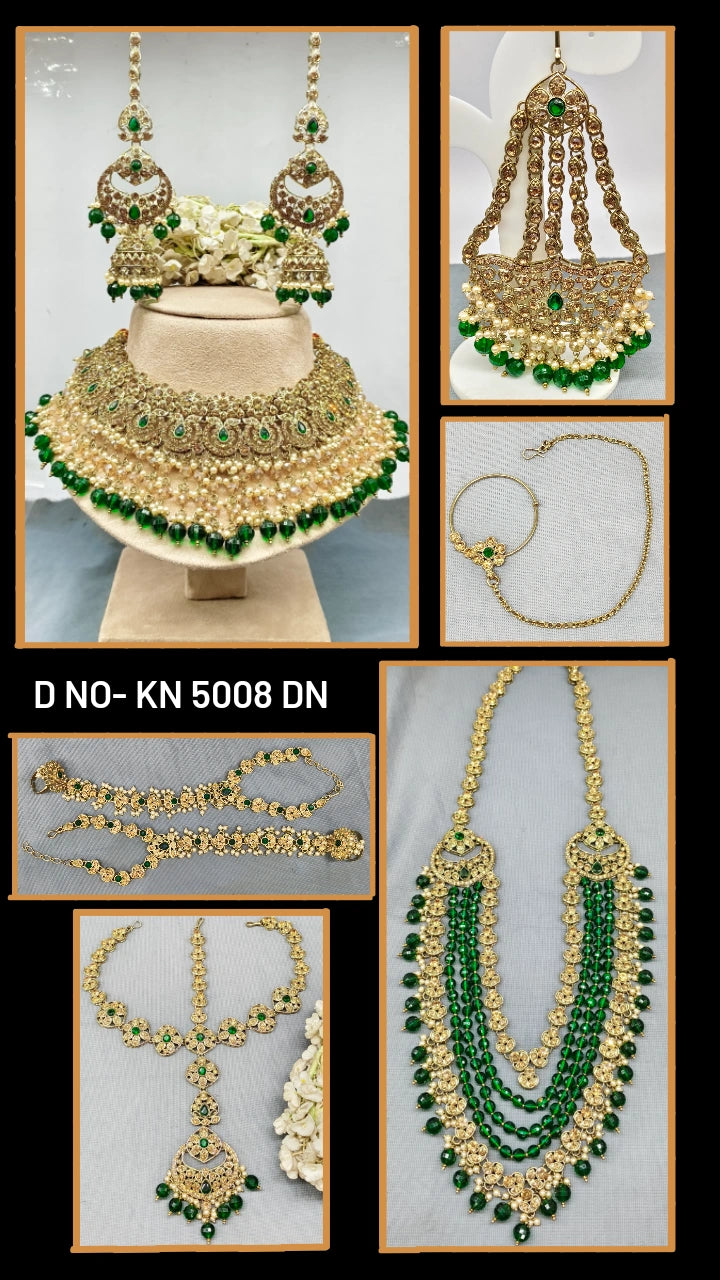 Traditional Mehandi Polki 4842 Wedding Bridal Jewellery Set SKU-KN 5008 DN sale 4000