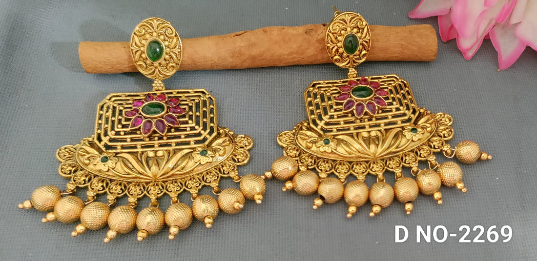 Golden Matt Earring Sku-2269 D-3