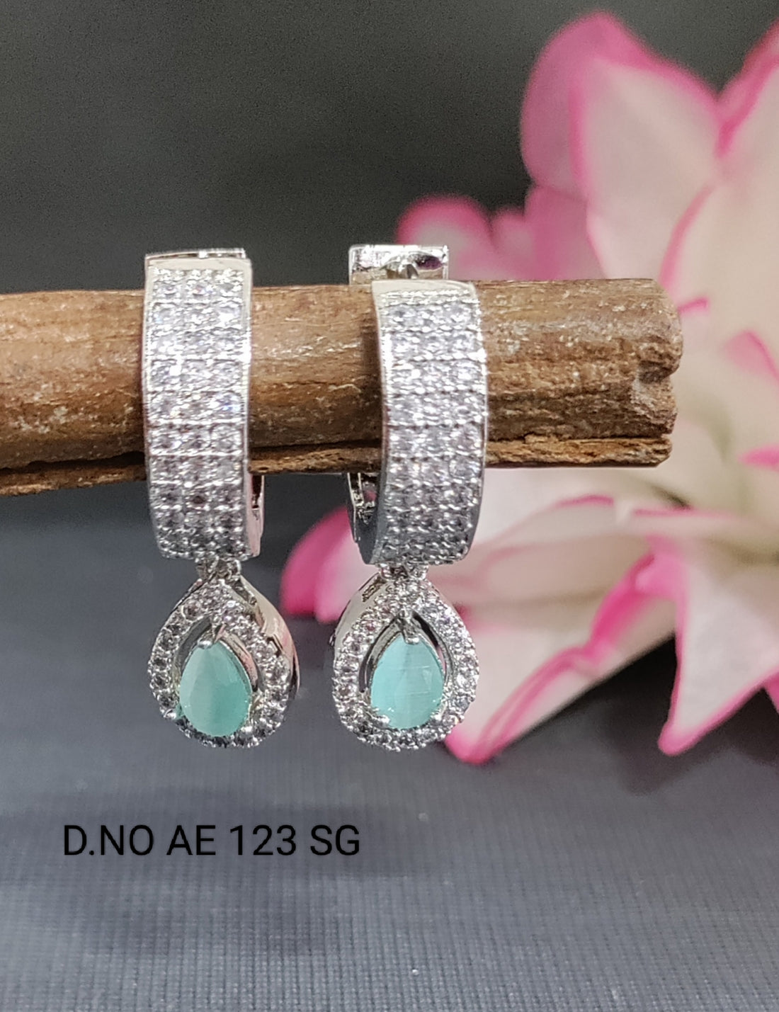 Cz Ad Rodium Earring Sku AE 123 SG/C-1