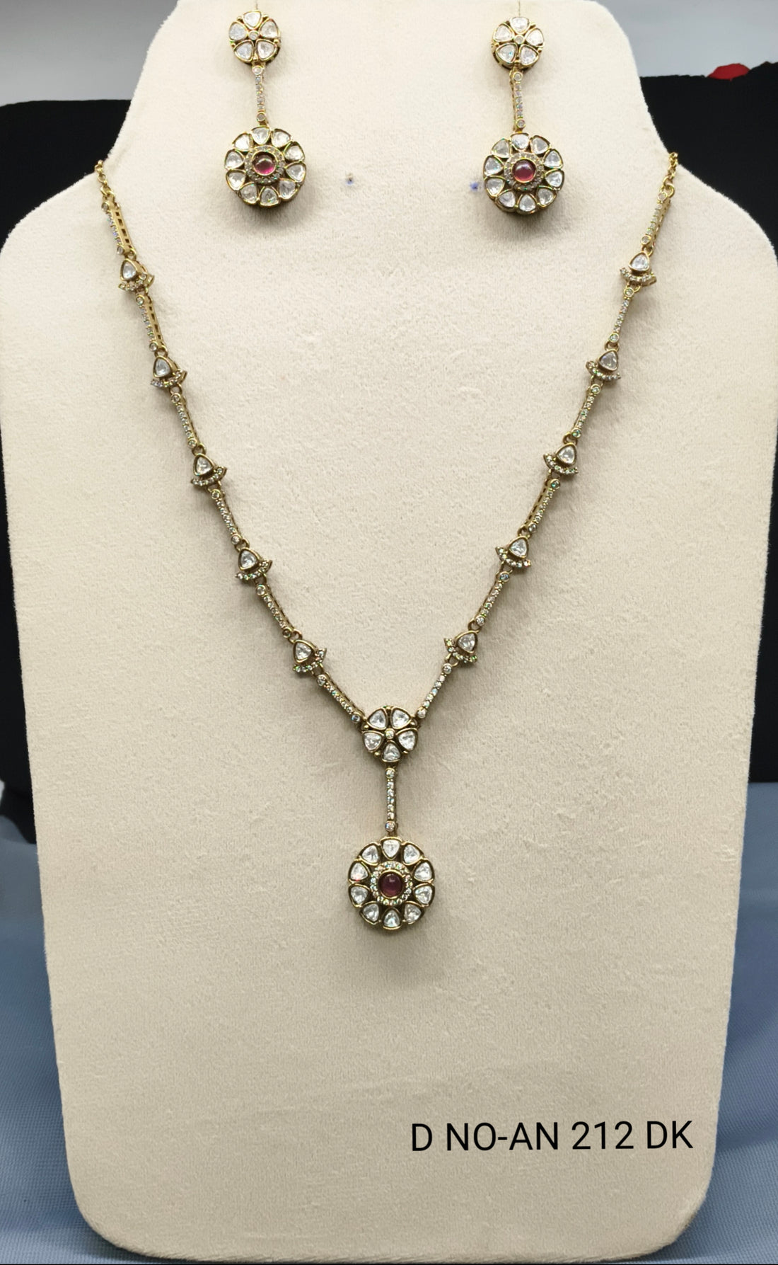 Moissanite Mehandi Necklace Set SKU AN-212 DK/D-4