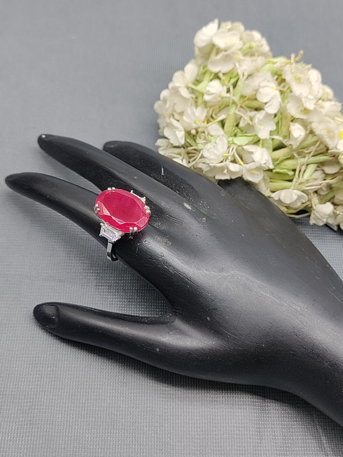 Rodium American Diamond Finger Ring Sku-5965 rchiecreation
