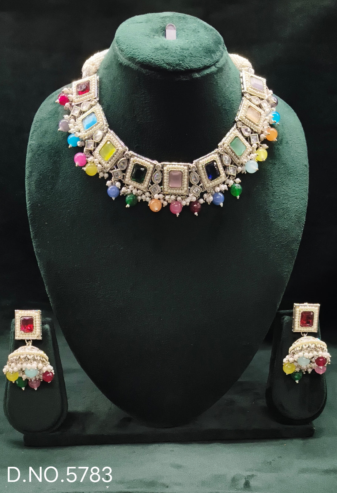 Polki Necklace Mehndi Set s1260 Sku-5783 B-2
