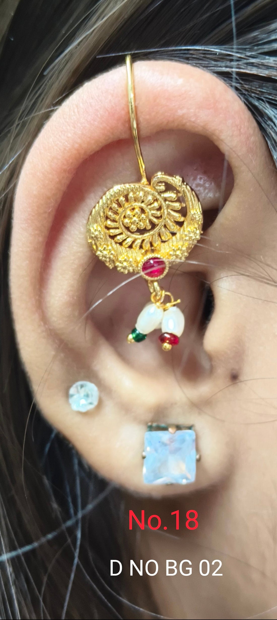 Antique  Golden Earring With Bugadi Sku-BG 02