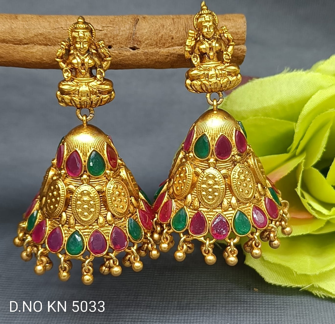 Antique Golden Jhumki Earring SKU KN 5033 D-3 sale