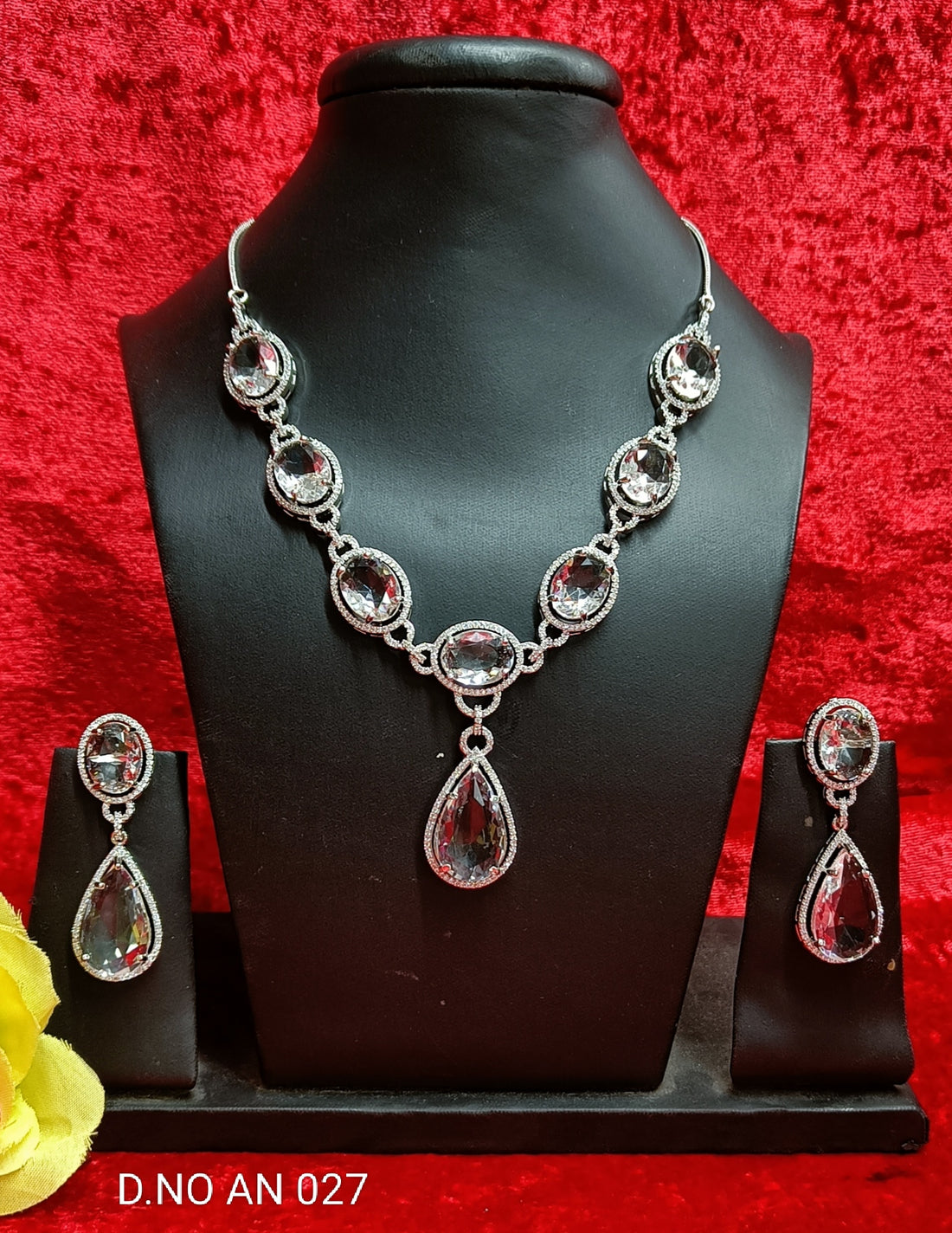 Cz ad Rodium Necklace Set Sku AN 027 BN/C-8