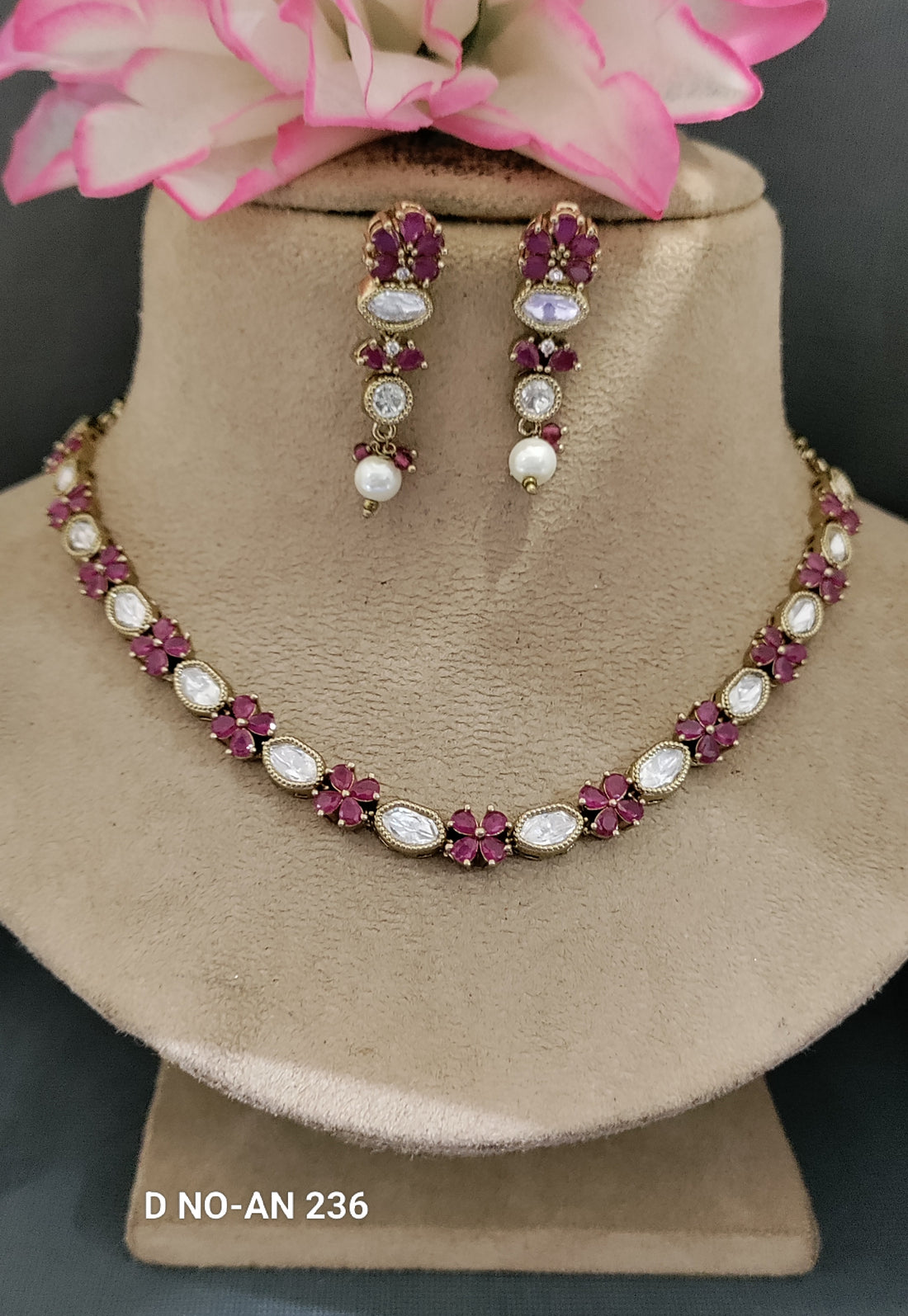 Mehandi Mossiniate Kundan Necklace SKU -AN 236 BG /D-4