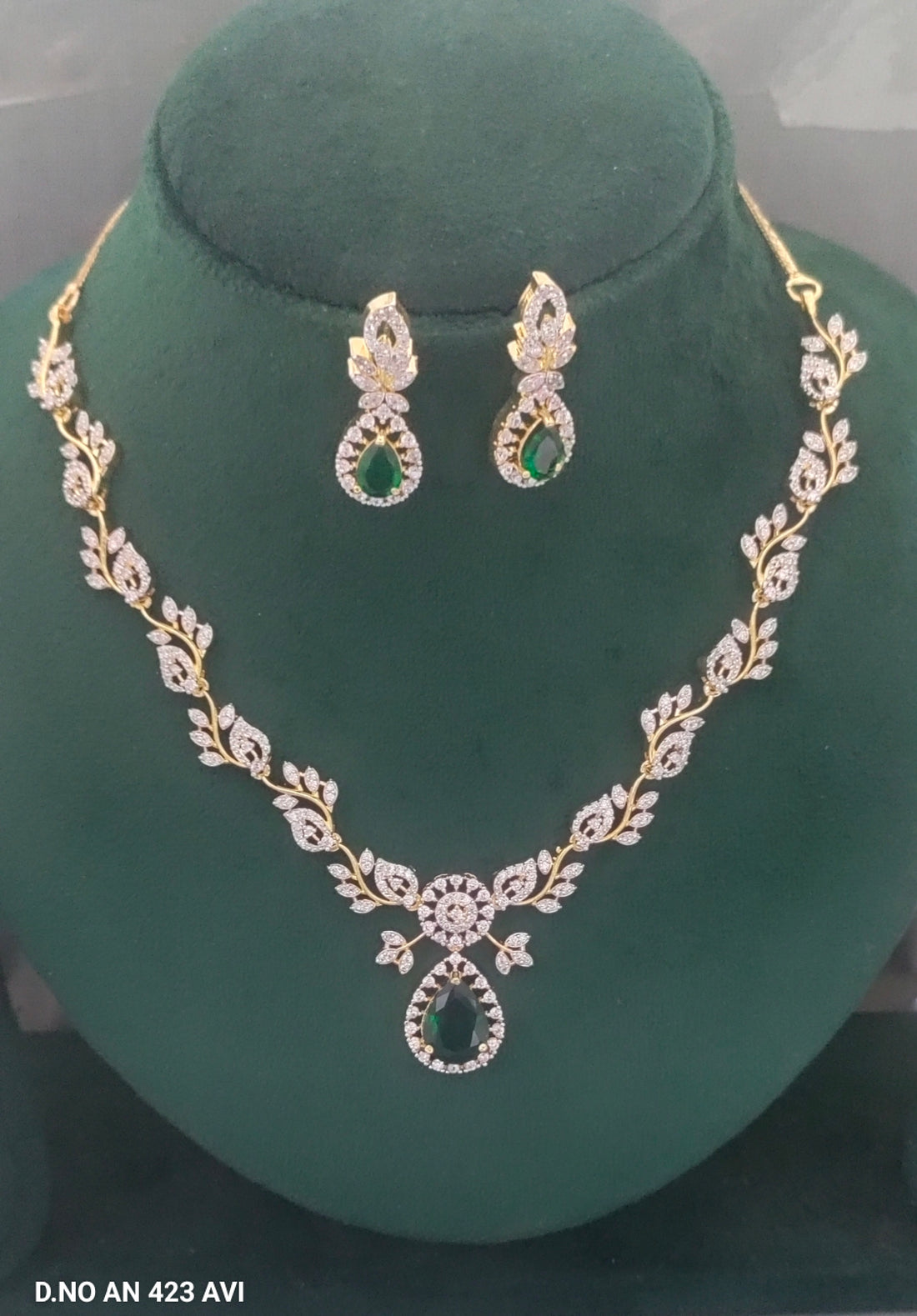 CZ AD Golden Necklace SKU AN 423 AVI