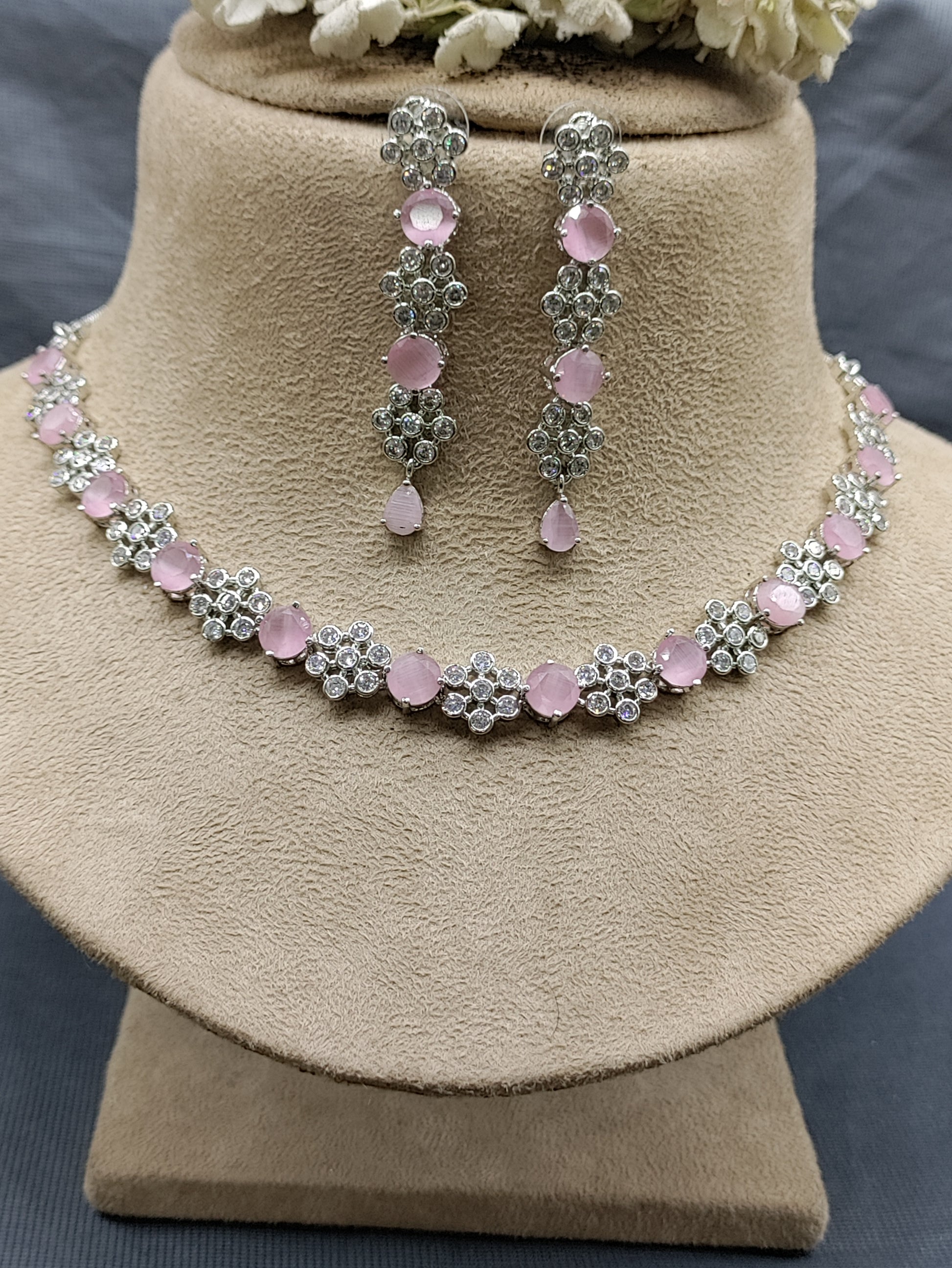 Rodium A.Diamond Necklace SKU-6361 rchiecreation