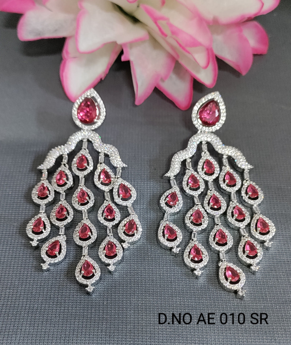 Cz Ad Rodium Earrings Sku AE 010 SR rchiecreation