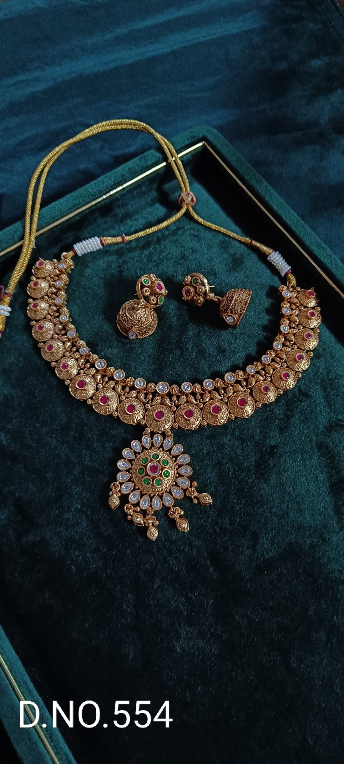 Golden Kundan Necklace SKU 554 D-5