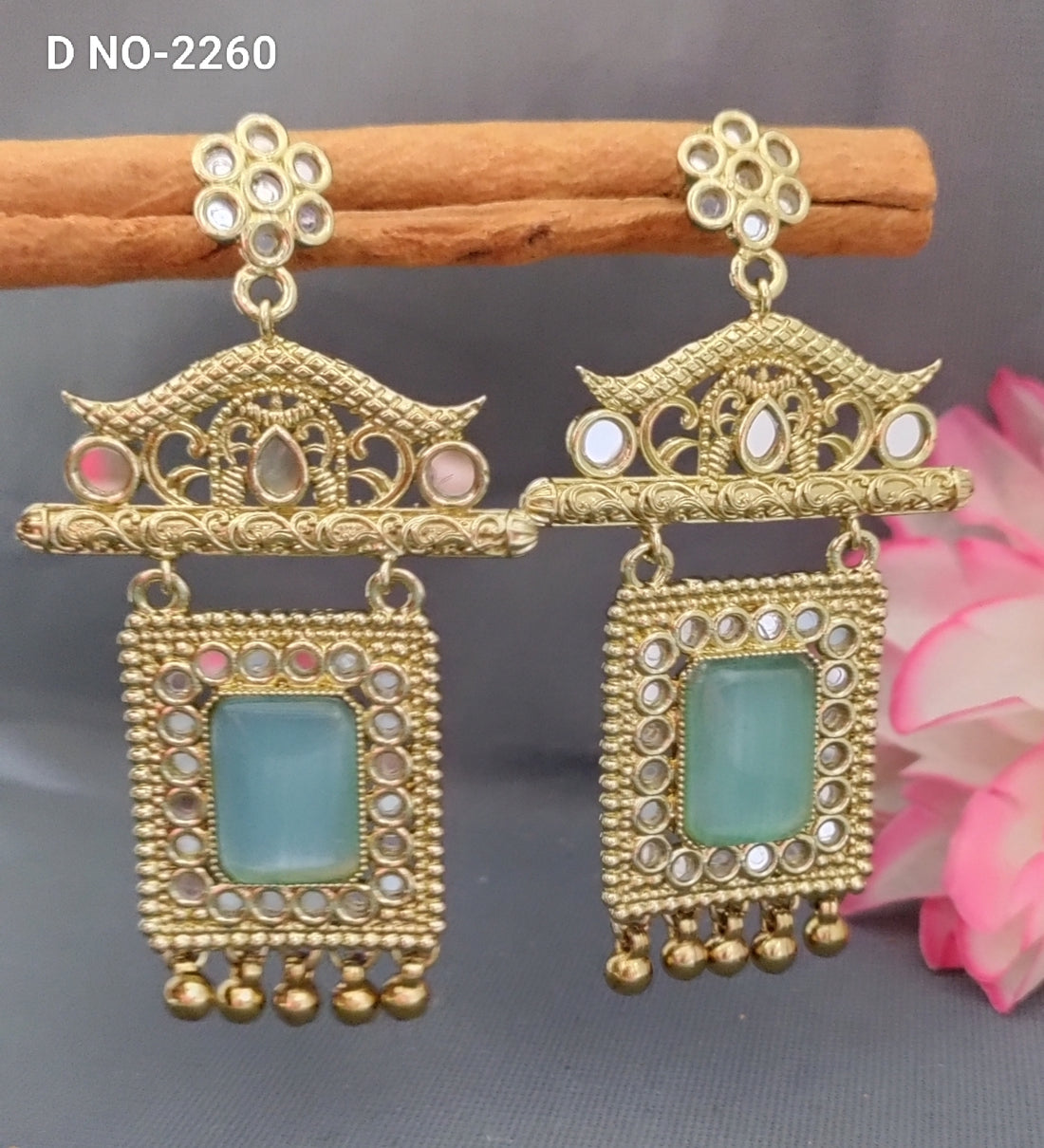 Mehandi Temple Earring SKU 2260 D-3 Sale