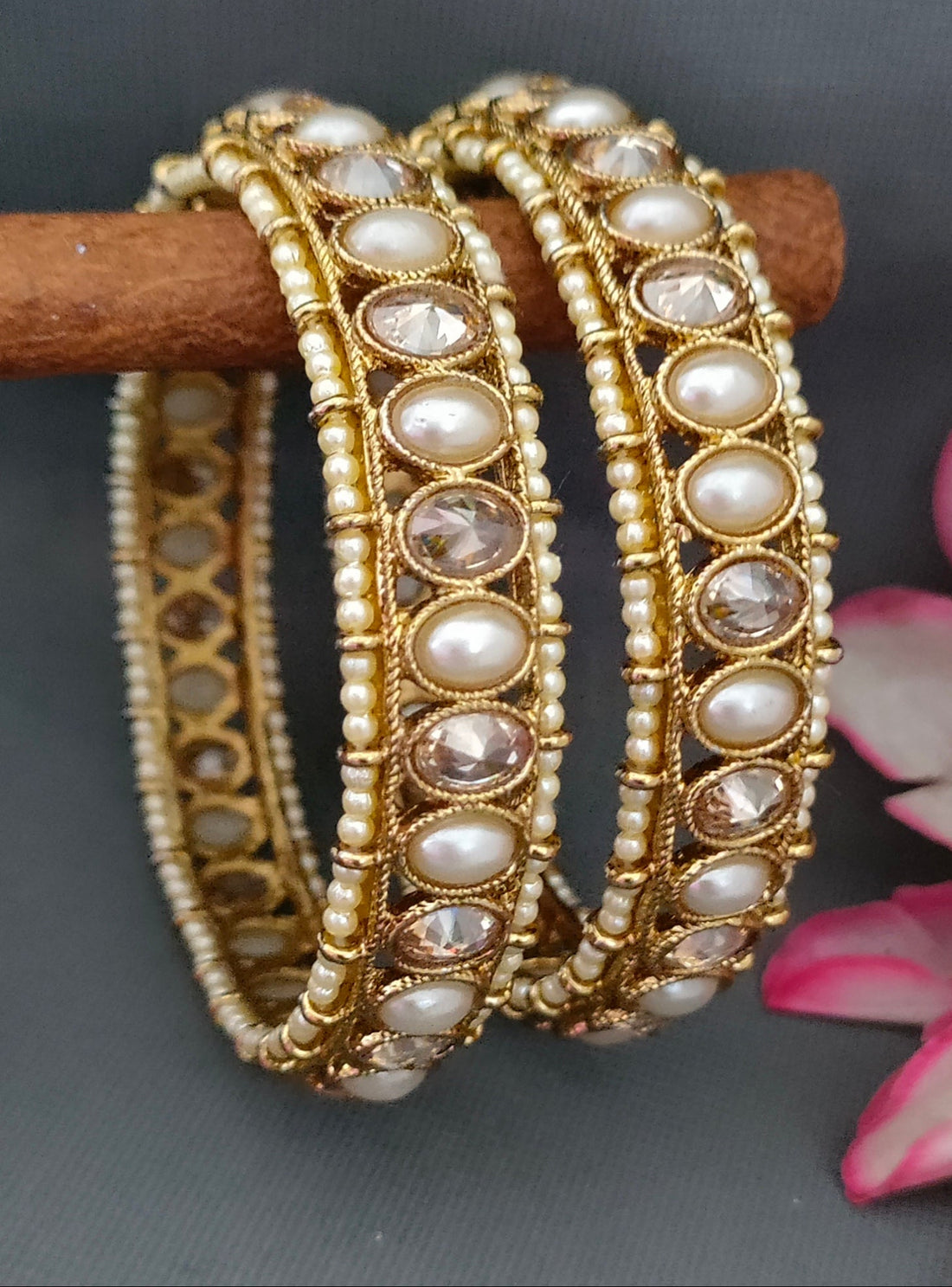 Mehandi Polki Bangles Sku-B.649