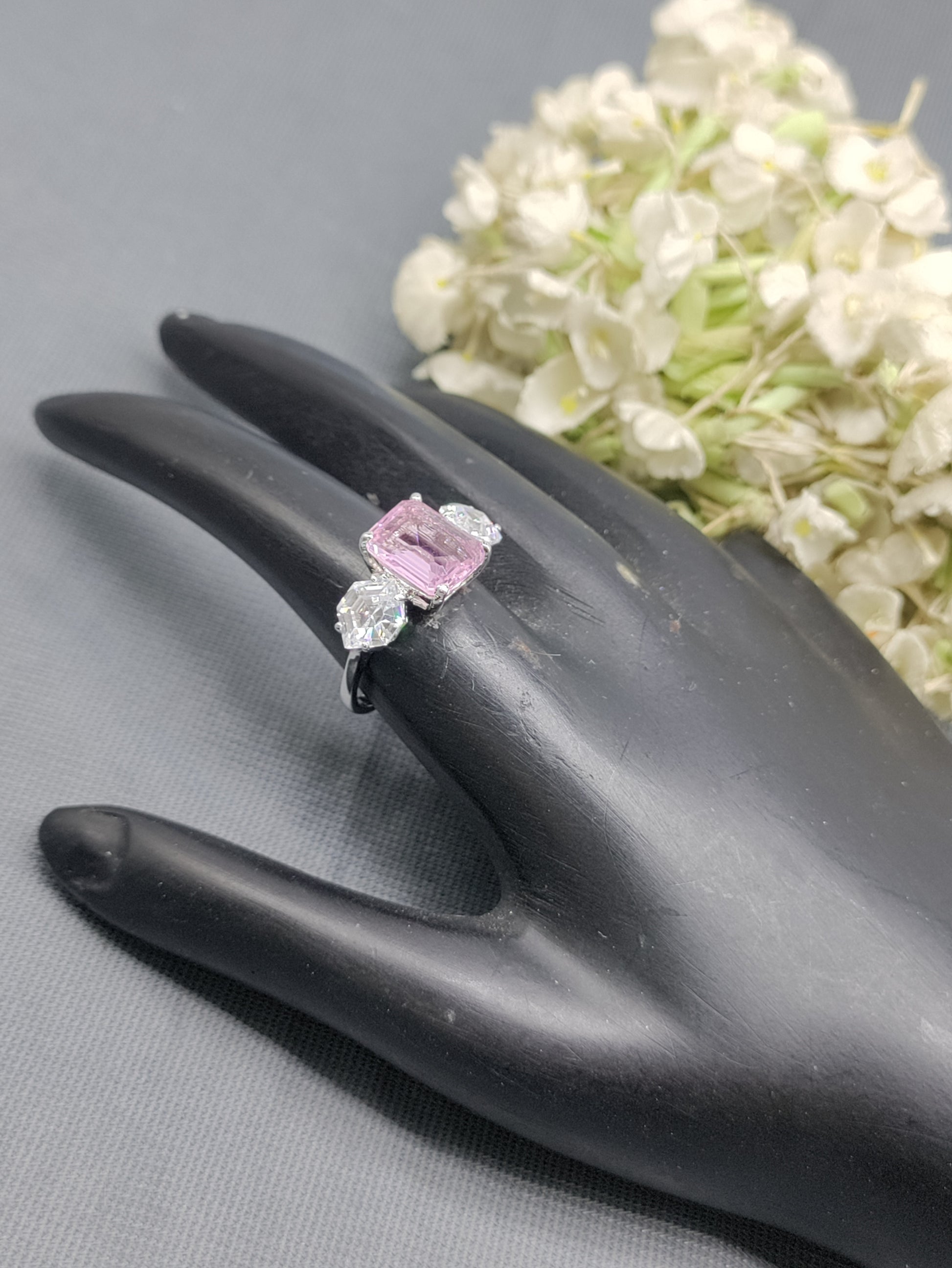Rodium American Diamond Finger Ring Sku-5970 rchiecreation