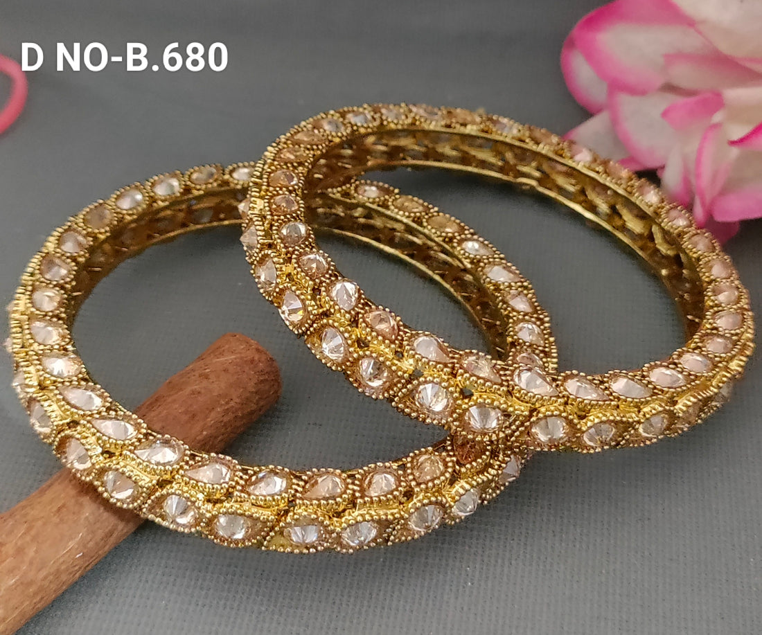 Mehandi Polki Bangles Sku-B.680