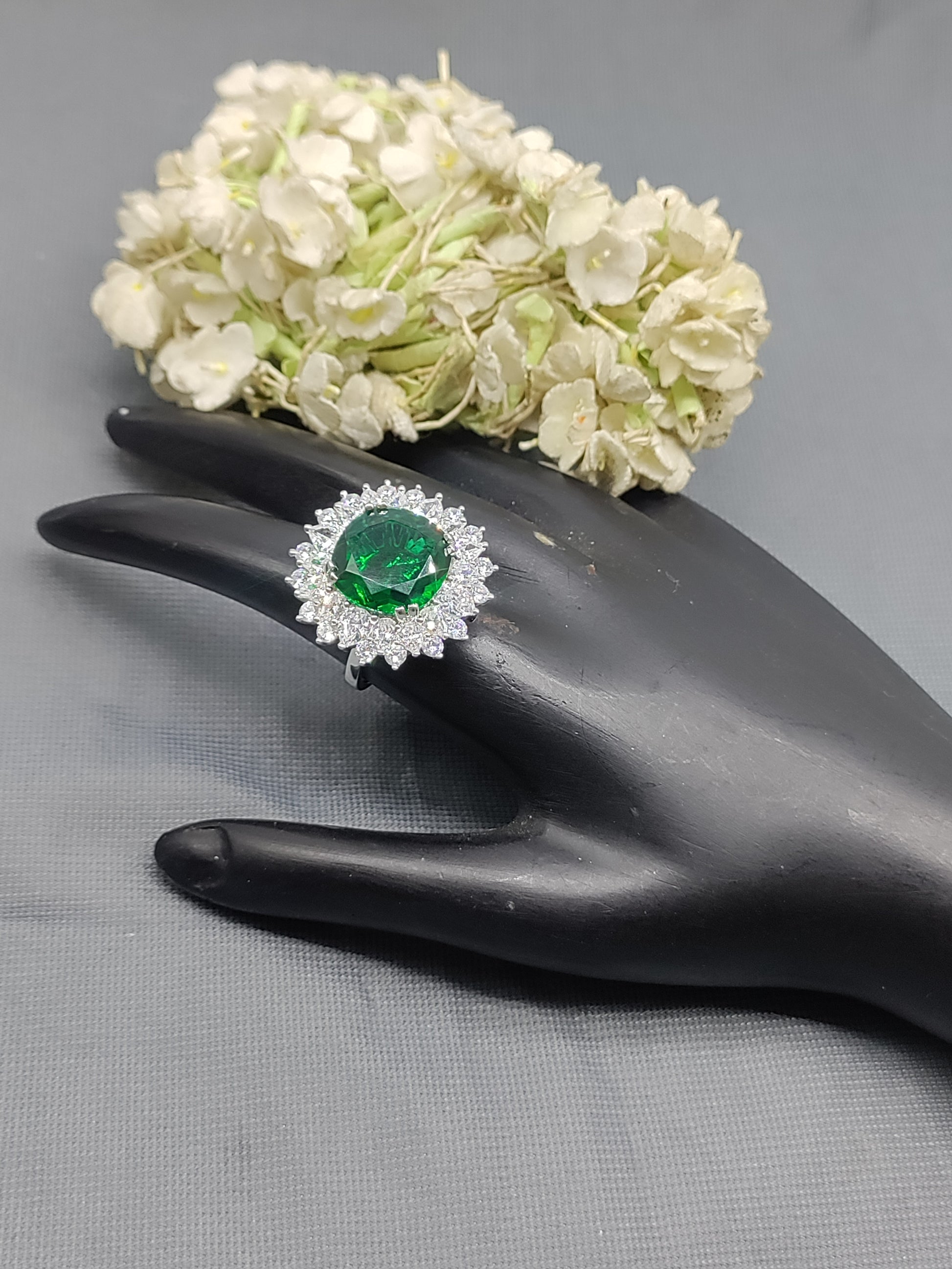 Rodium American Diamond Finger Ring Sku-5969 rchiecreation
