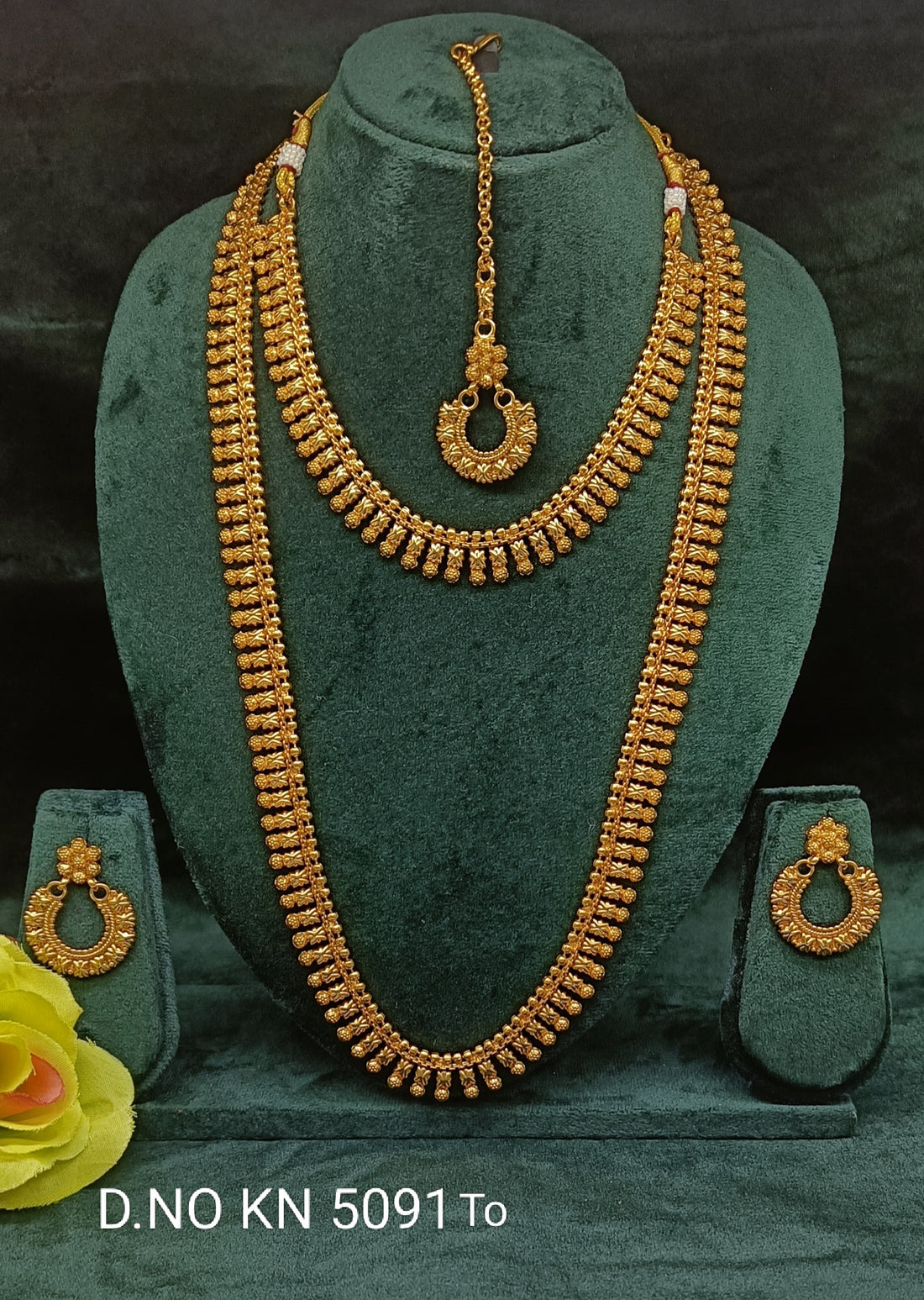 Antique Golden Necklace Set SKU KN 5091 TO