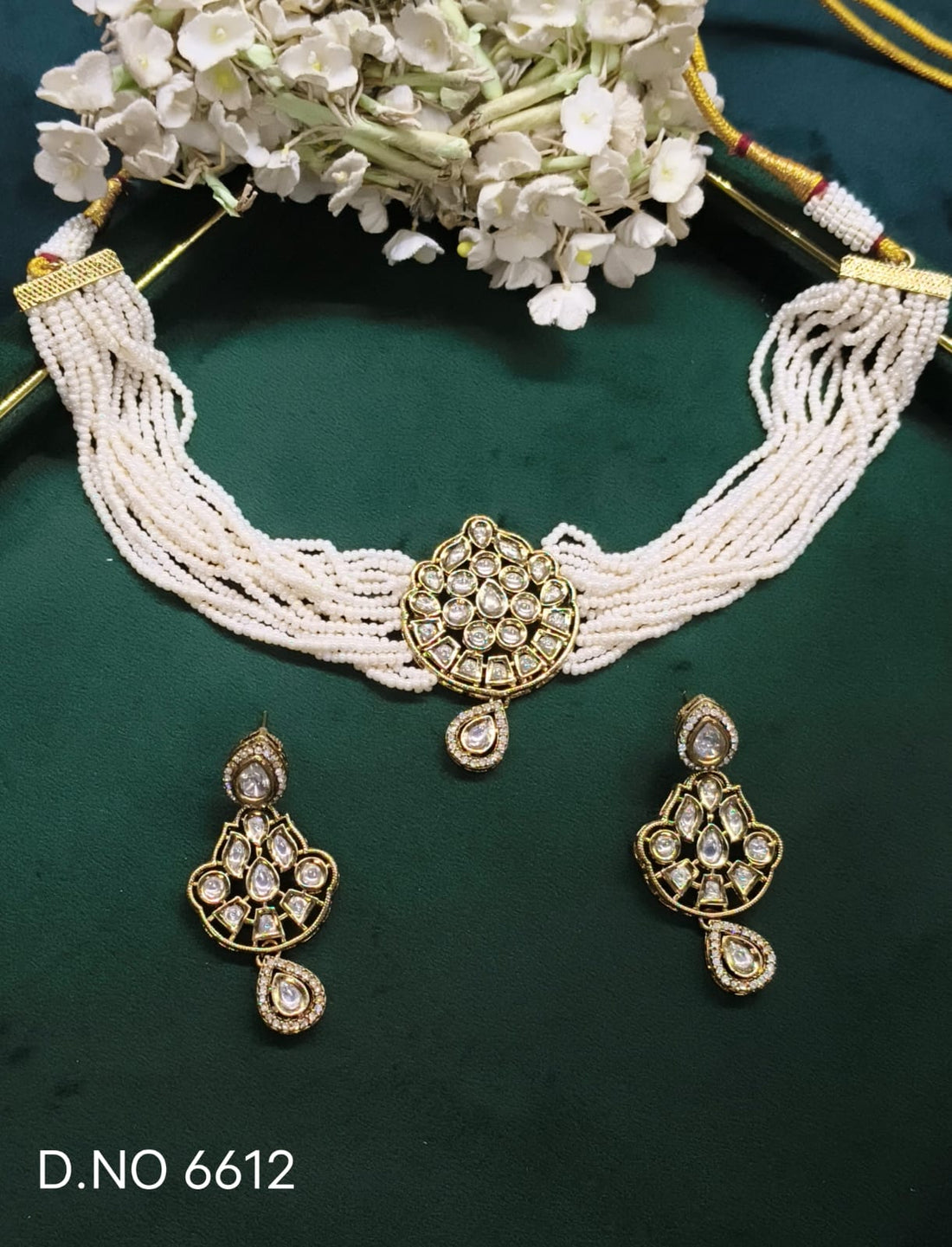 Mehandi Kundan Choker Necklace Set Sku 6612 rchiecreation