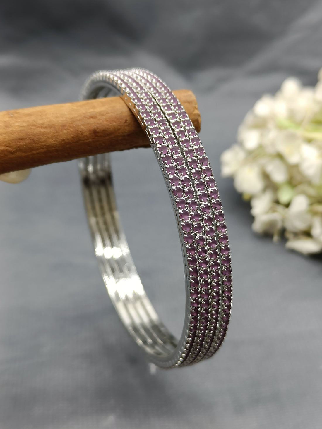 Cz ad Bangles Rodium Sku 6001 C4