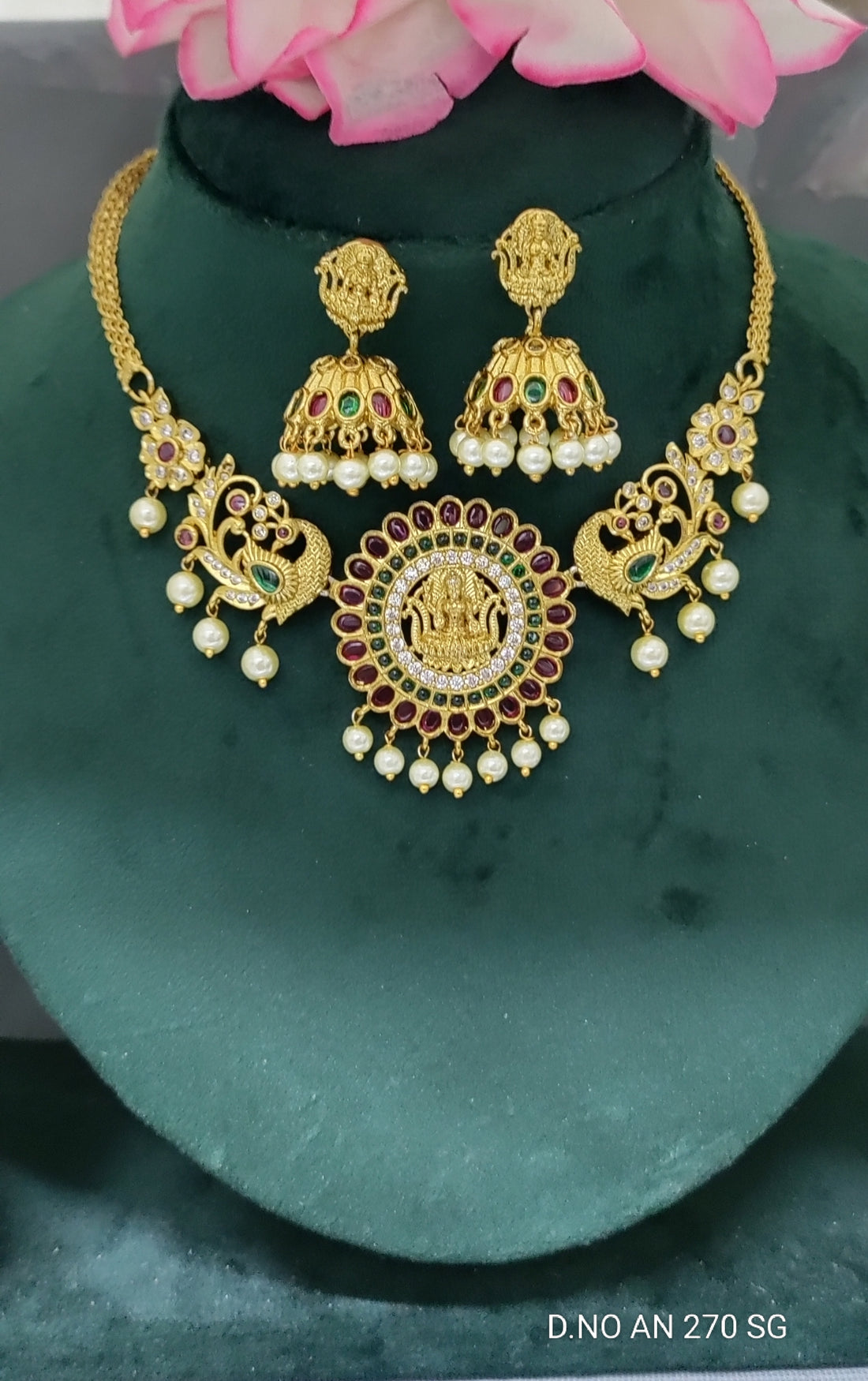 Golden Temple Necklace Set sku AN 270 SG D-6