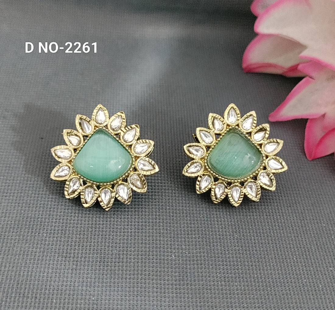 Moissanite Mehandi  Kundan Earing SKU-2261 C-9