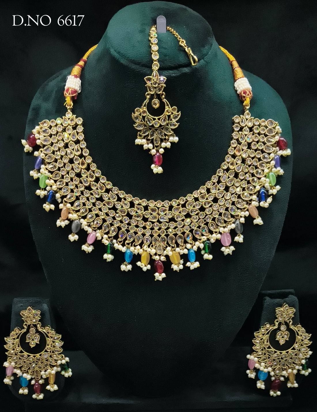 Polki Mehandi Bridal Necklace Set Sku 6617 B8