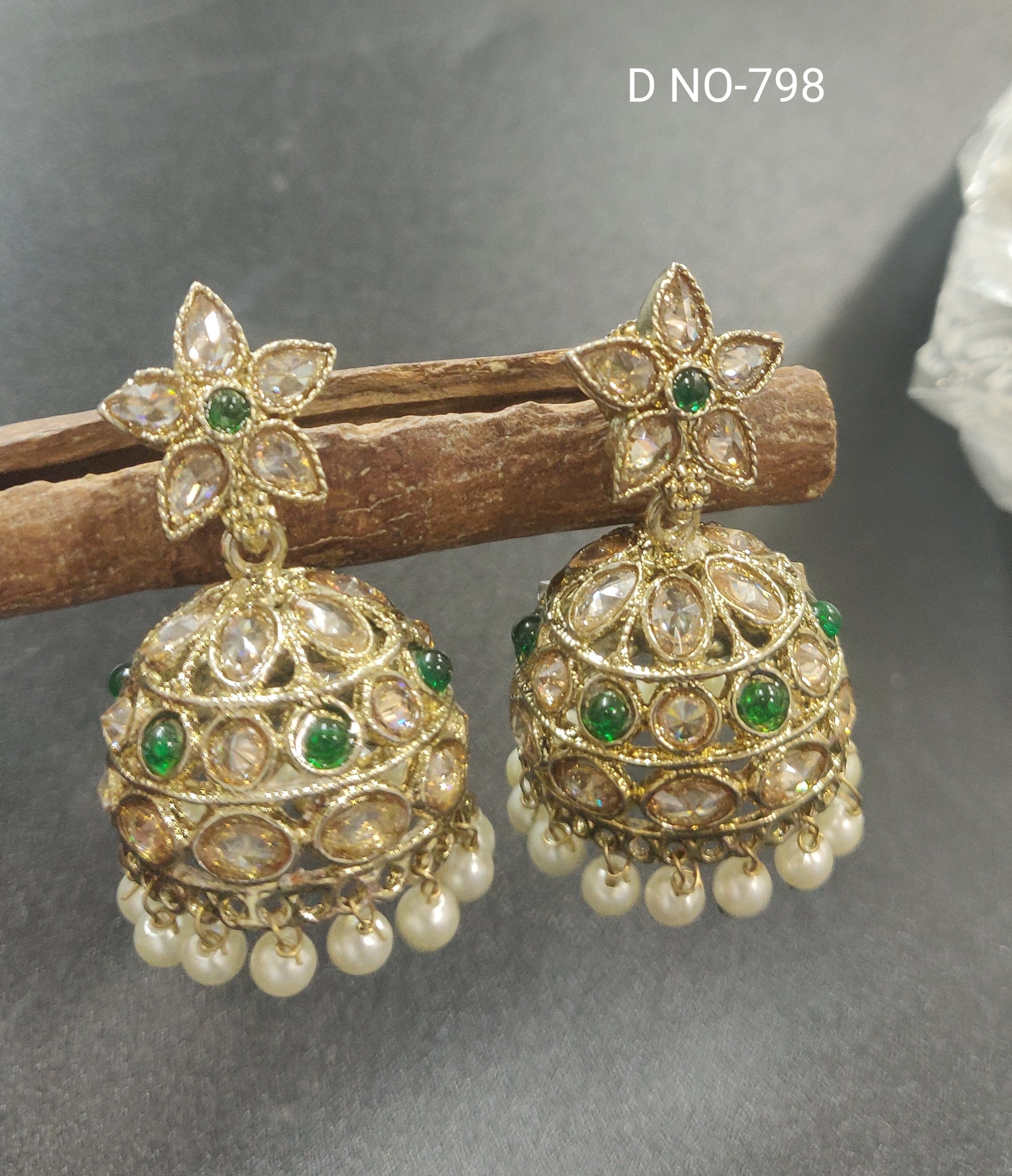 Polki Earrings Jhumki Sku -798 A3 rchiecreation