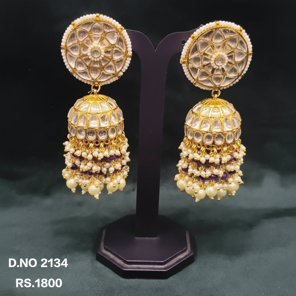 Pachi kundan jhumki earring-2134 - rchiecreation