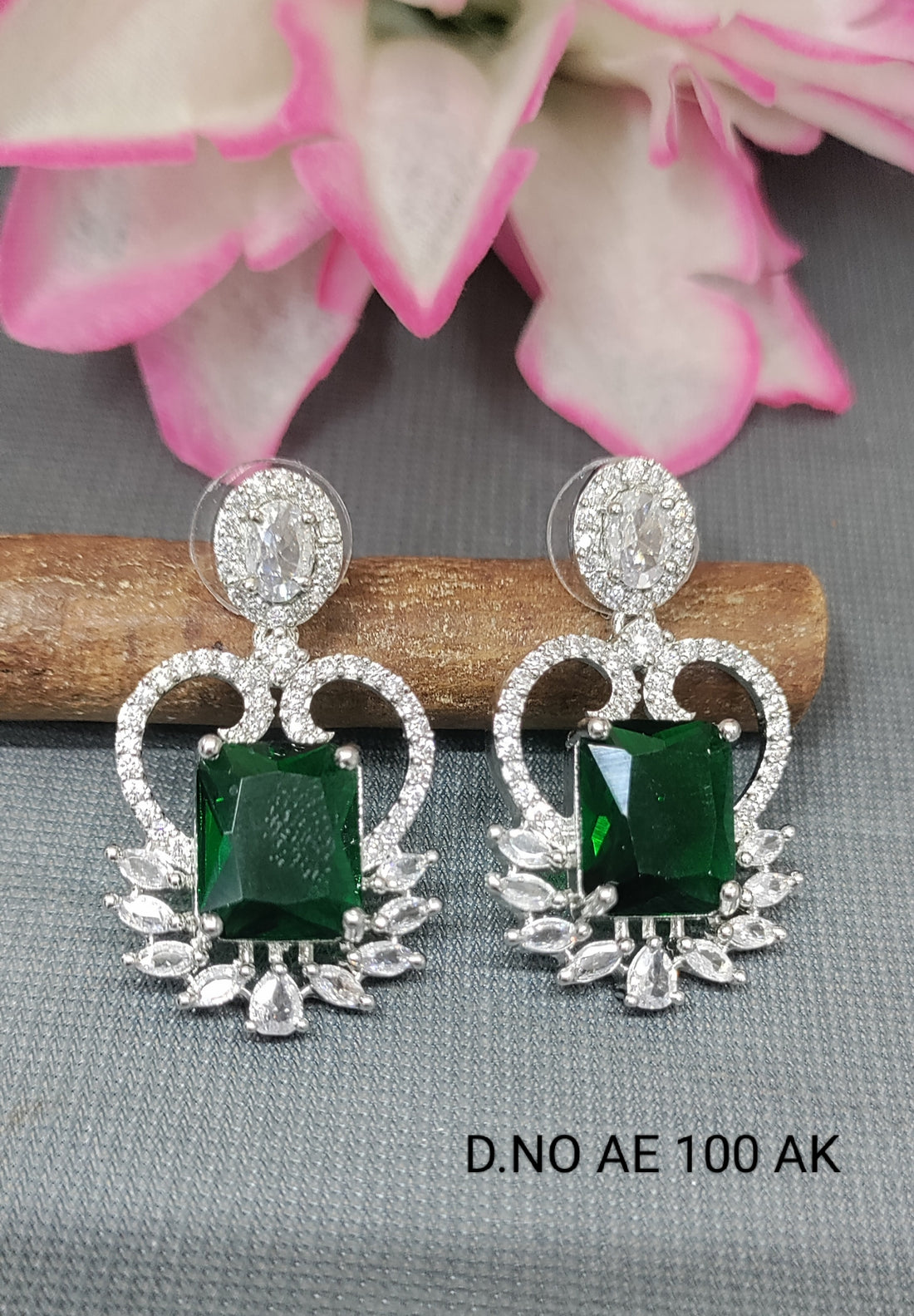 Cz Ad Rodium Earring Sku AE 100 AK