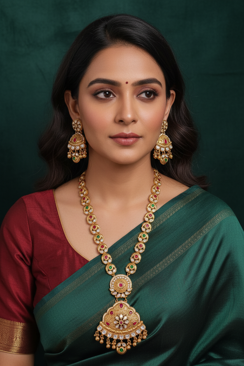Golden Kundan Necklace SKU 555 D-5 sale