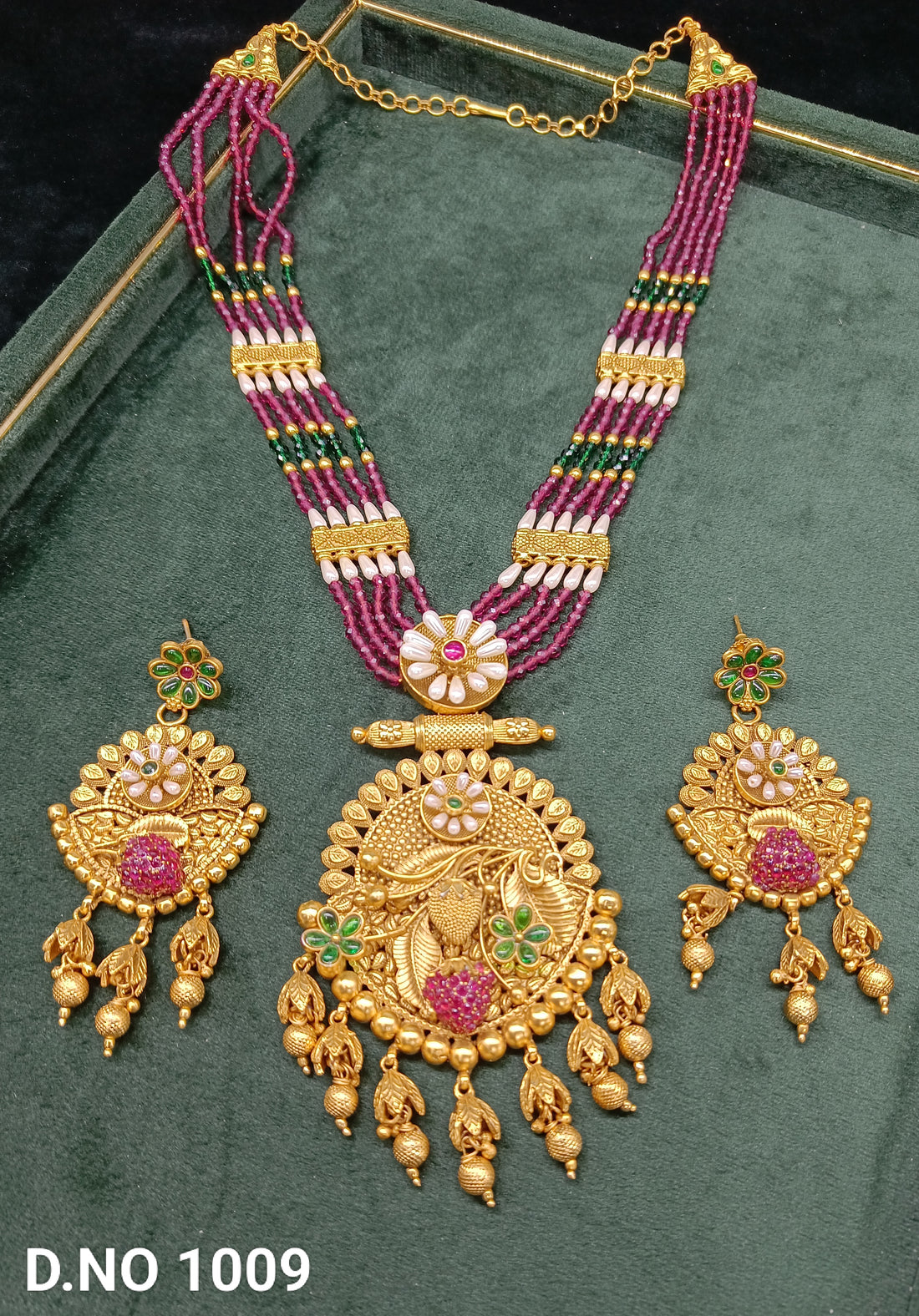 Antique Golden long Necklace Sku 10009 rchiecreation